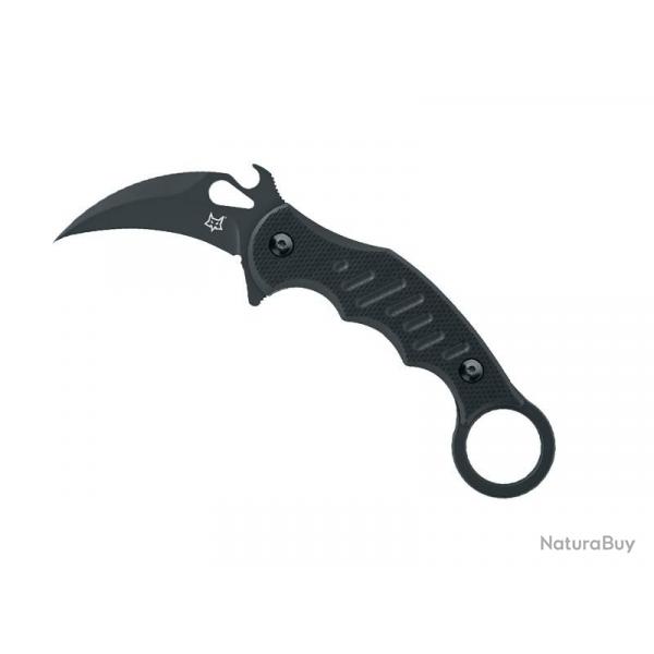 BEL1905 POIGNARD FOX KNIVES PRODUCTION "KARAMBIT" LAME NOIRE 6CM MANCHE G10 NOIR + ETUI NEUF