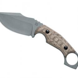 BEL1909 POIGNARD FOX KNIVES PRODUCTION "MONKEY THUMPER" LAME 9CM STONEWASHED MANCHE MICARTA NEUF