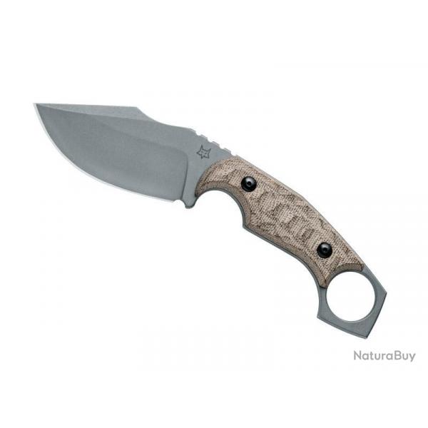 BEL1909 POIGNARD FOX KNIVES PRODUCTION "MONKEY THUMPER" LAME 9CM STONEWASHED MANCHE MICARTA NEUF