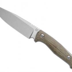 BEL1918 POIGNARD FOX KNIVES PRODUCTION "TUR" LAME 11CM ACIER STONEWASHED MANCHE VERT + ETUI NEUF