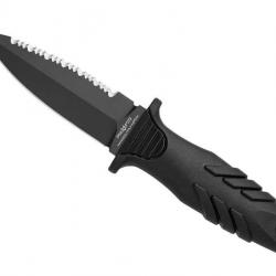 BEL1923 DAGUE FOX KNIVES PRODUCTION "TACTICAL ELEMENTUM" LAME 10CM NOIRE MANCHE NOIR + ETUI NEUF