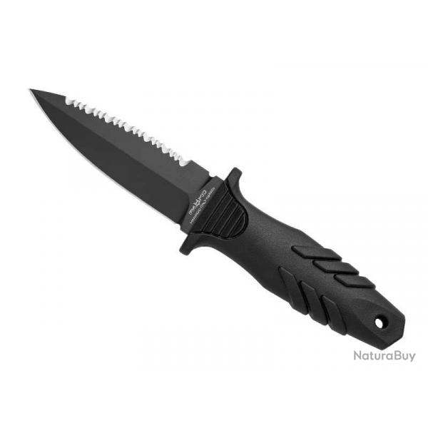 BEL1923 DAGUE FOX KNIVES PRODUCTION "TACTICAL ELEMENTUM" LAME 10CM NOIRE MANCHE NOIR + ETUI NEUF