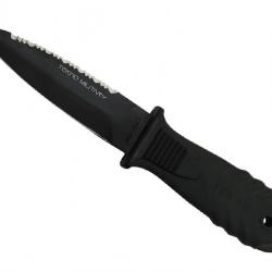 BEL1924 POIGNARD DE BOTTE/PLONGEE FOX KNIVES PRODUCTION "TEKNO MILITARY" LAME 11CM NOIRE + ETUI NEUF