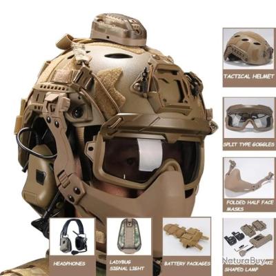 Masque De Protection Pliable FMA Pour Casque Tactique – Nylon 150g – Verrouillage Direct Ou Crochet Pour Lunettes