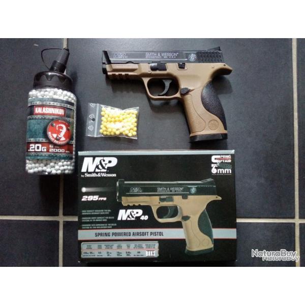 Pistolet Smith & Wesson MP40 (M&P40) Spring Noir Tan Cybergun