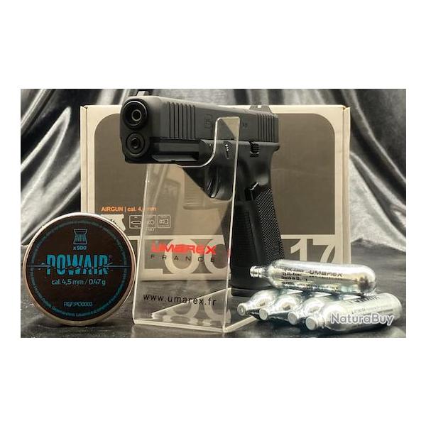 PACK PRT A TIRER PISTOLET GLOCK 17 GEN5 MOS CO2 CAL 4.5MM - BLACK