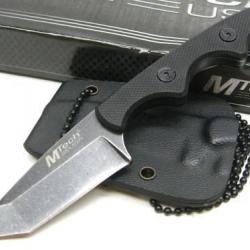 Couteau de Cou MTech Neck Lame Acier Inox Stonewash Manche G-10 Etui Kydex MT673