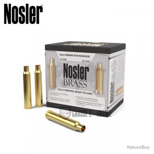 25 Douilles NOSLER Cal 8mm Rem Mag