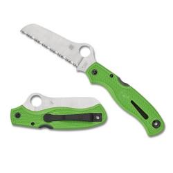 C89FSGR couteau pliant denté Spyderco "Atlantic Salt" vert avec démanilleur intégré