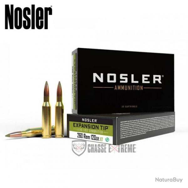 20 Cartouches NOSLER ETA Cal 260 Rem 120 gr ET SP