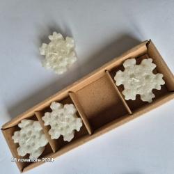 Ensemble de 4 bougies flocons de neige à paillettes pour décorer les tables de fêtes, Noel, nouvel a