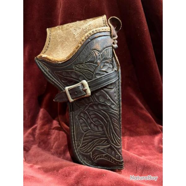 Bel holster western en cuir repouss pour colt pocket