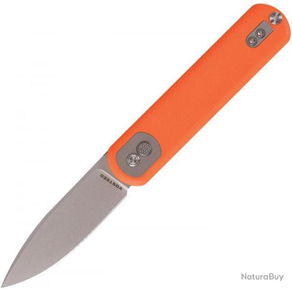 Couteau Vosteed Corgi Pup Orange Trek Lock Lame Acier 14C28N Manche G10 IKBS VOSA0731