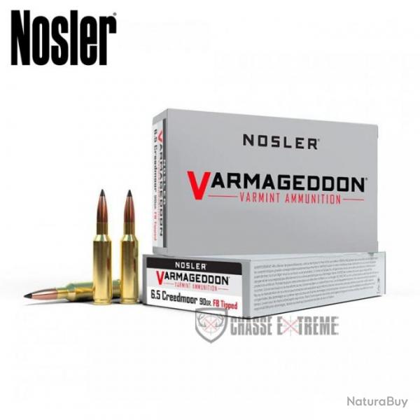 20 Cartouches NOSLER VGA Cal 6.5mm Creedmor 90Gr VG FBT