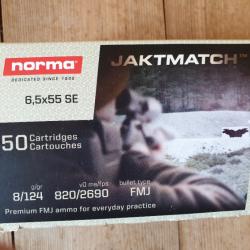 6.5x55 se Norma 124gr fmj jaktmatch - bte 50