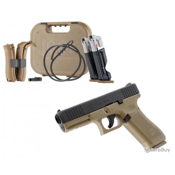 Glock 17 Gen5 Dfense/Paintball FRENCH ARMY TAN T4E Cal43 + Mallette GLOCK