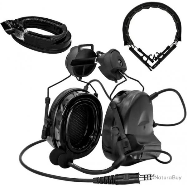 Casque couteurs tactique antibruit NOIR - LIVRAISON GRATUITE