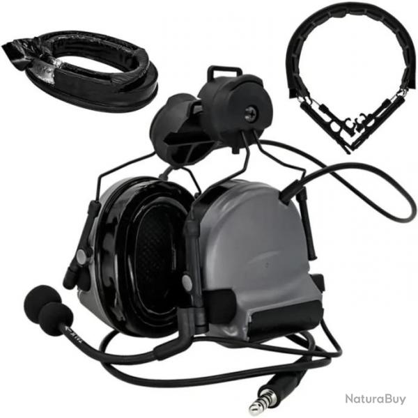 Casque couteurs tactique antibruit GRIS - LIVRAISON GRATUITE