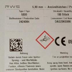 100 amorces Large rifle Magnum RWS 5333