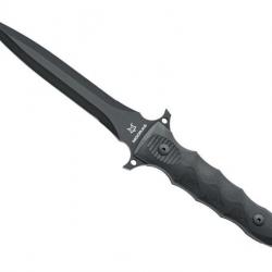 BEL1927 DAGUE FOX KNIVES PRODUCTION "MODRAS" LAME 17CM NOIR ACIER MANCHE G10 NOIR + ETUI NEUF