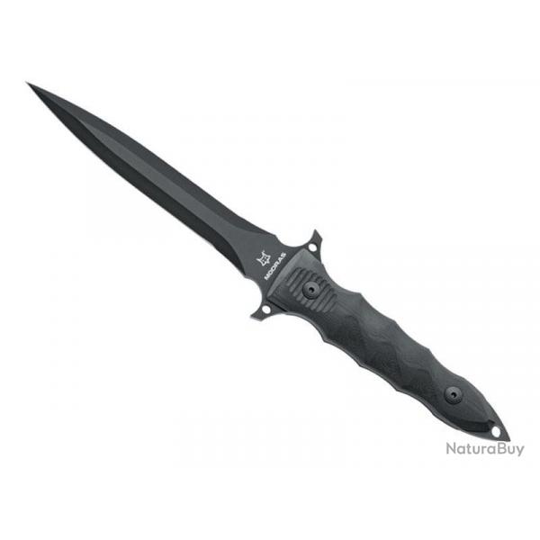 BEL1927 DAGUE FOX KNIVES PRODUCTION "MODRAS" LAME 17CM NOIR ACIER MANCHE G10 NOIR + ETUI NEUF