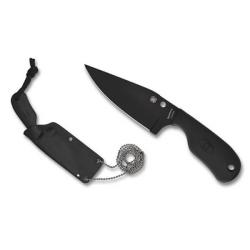 FB48PBBK Couteau fixe de cou Spyderco Subway Bowie tout noir