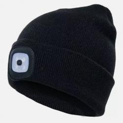 Bonnet LED Tricoté Léger 3 Niveaux de Luminosité Homme Femme taille unique Noir