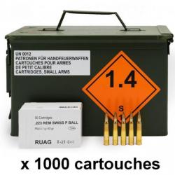 223 REM SWISS P 63GR FMJ CAISSE M2A1