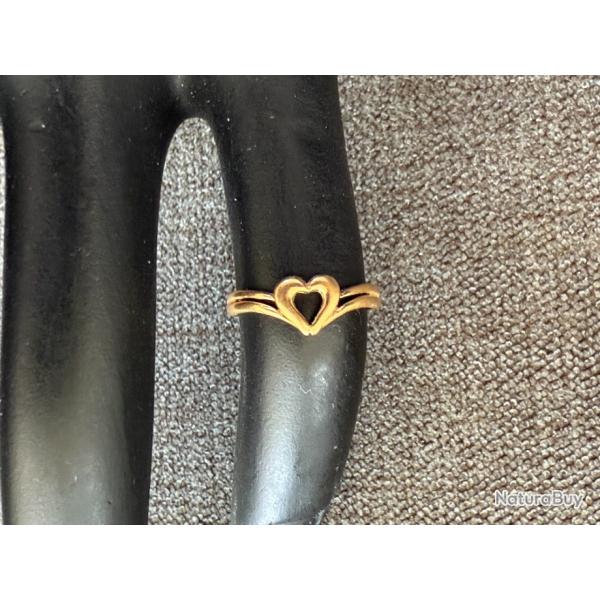 Trs petite bague en or massif 18 carats - coeur - fille - enfant - taille 44