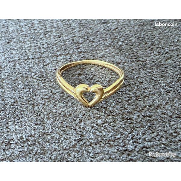 Trs petite bague en or massif 18 carats - coeur - fille - enfant - taille 44