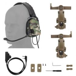 Casque tactique C5, adaptateur rail ARC et PTT U94 2 broches  CAMOUFLAGE  LIVRAISON GRATUITE