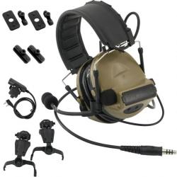 Casque tactique avec U94 PTT 2 broche -  LIVRAISON GRATUITE