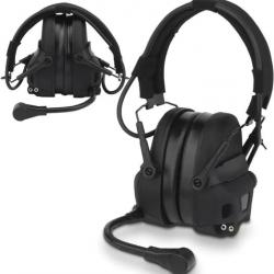 Casque d'écoute Pickup tactique Airsoft sans réduction de bruit -NOIR  LIVRAISON GRATUITE