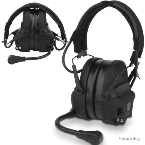 Casque d'coute Pickup tactique Airsoft sans rduction de bruit -NOIR  LIVRAISON GRATUITE