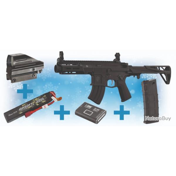 Pack de Noel rplique M923A noir AEG double eagle + chargeur + red dot + batterie Lipo + chargeur