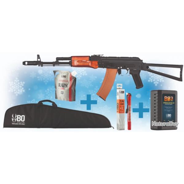 Pack de Noel rplique AEG AK74 + batterie Lipo + chargeur + housse 1J