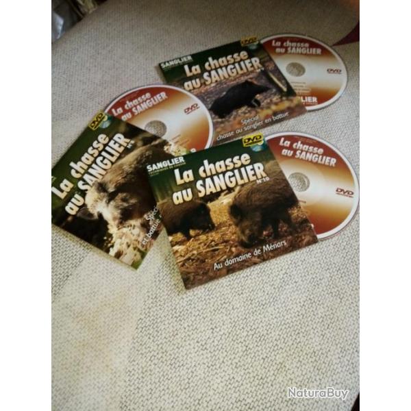 LOT  DE  3 DVD SUR LA CHASSE DU SANGLIER