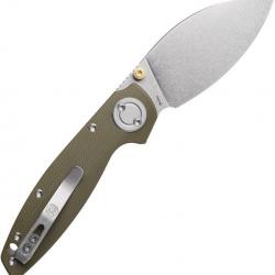 Couteau Vosteed Shilin Cutter Green Lame Acier 154CM Stonewash Manche G10 IKBS Clip VOSA2804