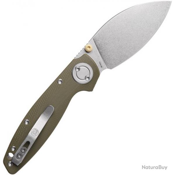 Couteau Vosteed Shilin Cutter Green Lame Acier 154CM Stonewash Manche G10 IKBS Clip VOSA2804