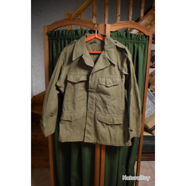 VESTE DE COMBAT TTA 47, 1ER MODELE DATEE 51 GUERRE D'INDOCHINE