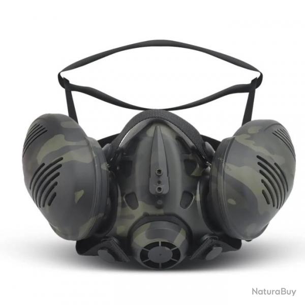 Masque respiratoire tactique pour airsoft -*CAMOUFLAGE NOIR