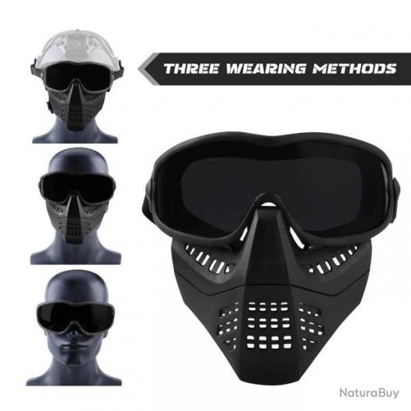 Masque de Protection complet Airsoft avec lunettes -*BK1