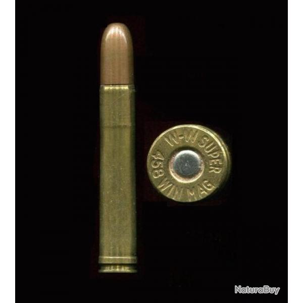 .458 WINCHESTER MAGNUM - marquage : WW-SUPER 458 WIN MAG  - balle cuivre pointe plomb arrondie