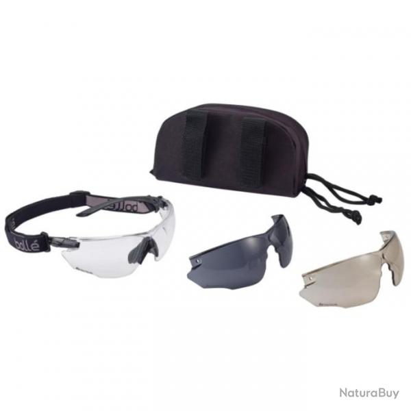 LUNETTES TACTIQUE BOLLE COMBAT - KIT NOIR AVEC 3 VERRES