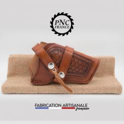 PNC FRANCE - Holster / Etuis Remington 1858 The ace, ou modèle similaire. Marron Marbré Estampé