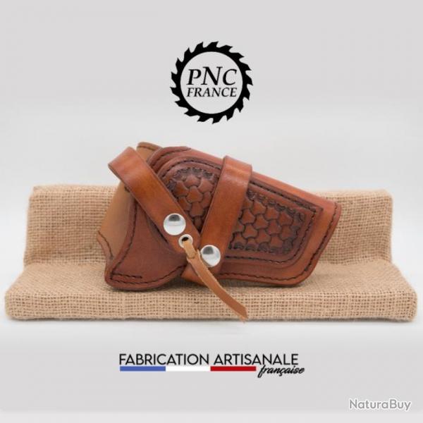 PNC FRANCE - Holster / Etuis Remington 1858 The ace, ou modle similaire. Marron Marbr Estamp