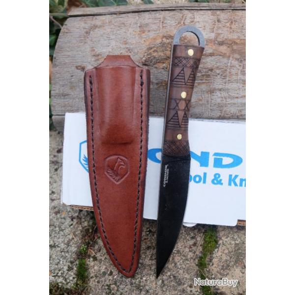 Couteau Condor Lost Roman Lame  Acier Carbone 1075 Manche Noyer Etui Cuir Salvador 10295HC