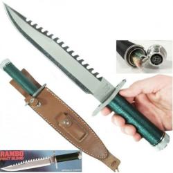 Couteau Rambo I First Blood Standard Edition Acier Inox Manche Paracorde Kit Survie Etui Cuir 9292