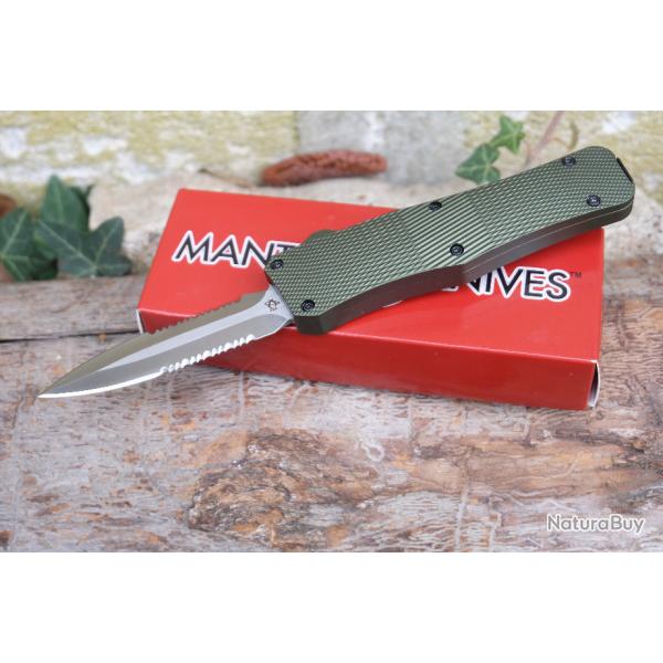 Couteau OTF Automatique Mantis Lame Stiletto Dble Serr Acier 440C Manche Green Alum Clip USA OTF816