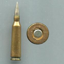 5.6 x 48 EIGER Suisse - RARE cartouche expérimentale - balle nickel, bourrelet épais, petite amorce